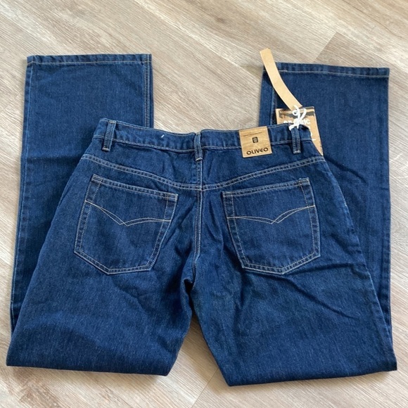 Oliveo & Company Hand Made Dark Blue Denim Jeans Size 33W NWT - Picture 9 of 15